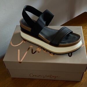 Crown Vintage Black and White Platform Sandals